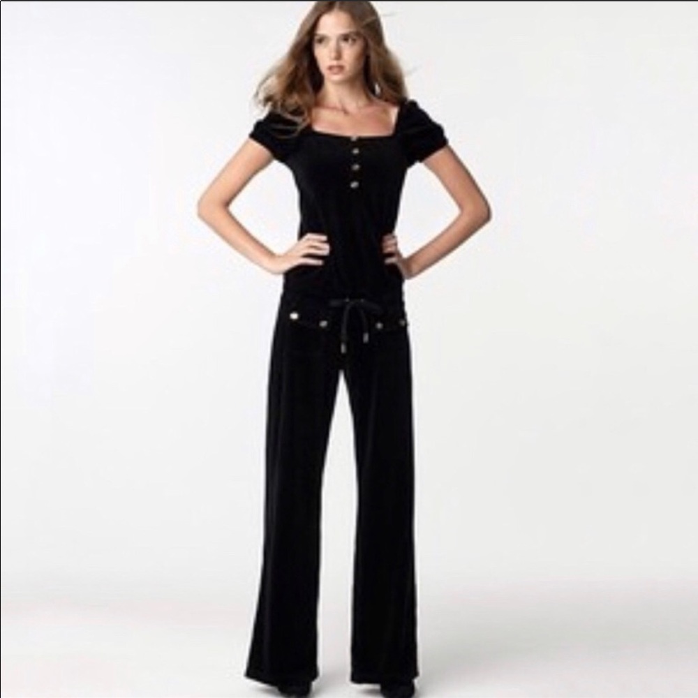 Juicy Couture Black Velour Jumpsuit Romper, P/XS